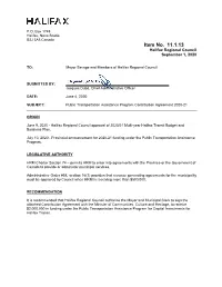 Public Transportation Assistance Program Contribution Agreement 2020-21
