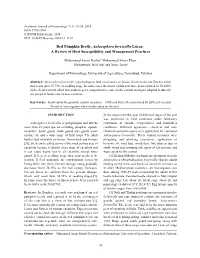 Red Pumpkin Beetle, Aulacophora Foveicollis Lucas; a Review of Host Susceptibility and Management Practices