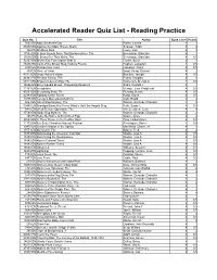 Accelerated Reader List, 4Th Grade