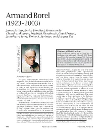 Armand Borel (1923–2003), Volume 51, Number 5