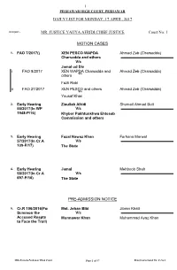 Daily List for Monday, 17 April, 2017