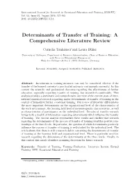 Determinants of Transfer of Training: a Comprehensive Literature Review