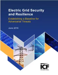 Electric Grid Security and Resilience | Establishing a Baseline for Adversarial Threats