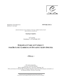 European Code of Conduct for Botanic Gardens on Invasive Alien Species