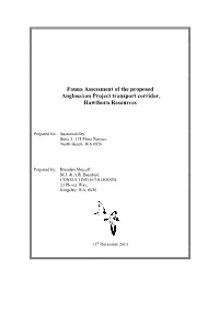 Fauna Assessment of the Proposed Anglosaxon Project Transport Corridor, Hawthorn Resources