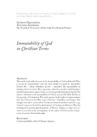 Immutability of God in Christian Terms