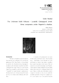 Locatelli, Campagnoli, Ernst: Three Composers Under Paganini's Shadow
