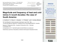 Magnitude and Frequency of Heat and Cold Waves in Recent Table 1