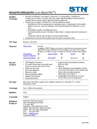 REGISTRY Database Summary Sheet (DBSS)