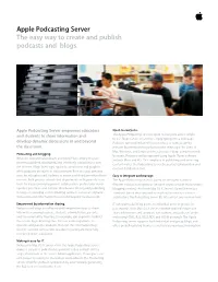 Apple Podcasting Server the Easy Way to Create and Publish Podcasts and Blogs