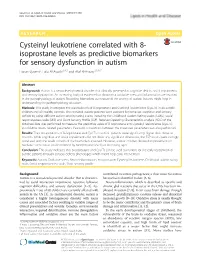 Cysteinyl Leukotriene Correlated with 8-Isoprostane Levels As Predictive
