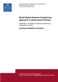 Model Based Systems Engineering Approach to Autonomous Driving