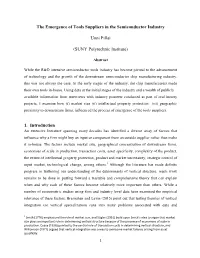 The Emergence of Tools Suppliers in the Semiconductor Industry Unni Pillai