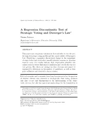 A Regression Discontinuity Test of Strategic Voting and Duverger's