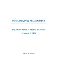 Alberta Innovates Meta-Analysis of Accelerators