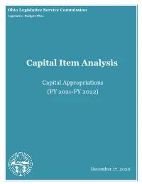 Capital Budget Analysis Table of Contents