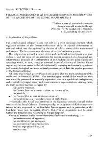 PYRAMIDS and ZIGGURATS AS the ARCHITECTONIC REPRESENTATIONS of the ARCHETYPE of the COSMIC MOUNTAIN. Part I