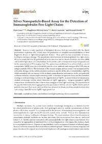 Silver Nanoparticle-Based Assay for the Detection of Immunoglobulin Free Light Chains