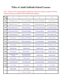 Titles of Adult Sabbath School Lessons