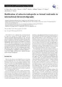 Ratification of Subseries/Subepochs As Formal Rank/Units in International Chronostratigraphy