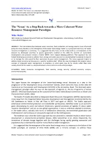 The 'Nexus' As a Step Back Towards a More Coherent Water Resource Management Paradigm