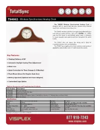 TS4002 Wireless Synchronized Analog Clock Is Designed with an Easy-To-Read Dial Face, Durable Cherry Finished Wood Frame and Tamper-Proof Glass Lens