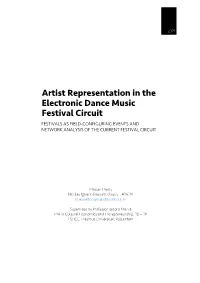 Artist Representation in the Electronic Dance Music Festival Circuit FESTIVALS AS FIELD-CONFIGURING EVENTS and NETWORK ANALYSIS of the CURRENT FESTIVAL CIRCUIT