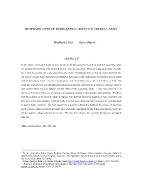 Determinants of Borrowing Limits on Credit Cards∗