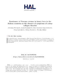 Dominance of Nosema Ceranae in Honey Bees in the Balkan Countries