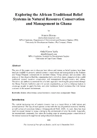 Exploring the African Traditional Belief Systems in Natural Resource Conservation and Management in Ghana