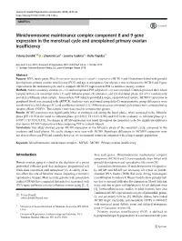 Minichromosome Maintenance Complex Component 8 and 9 Gene Expression in the Menstrual Cycle and Unexplained Primary Ovarian Insufficiency