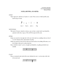 Notes, Rhythm, and Meter Notes