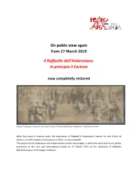 On Public View Again from 27 March 2019 Il Raffaello Dell'ambrosiana. in Principio Il Cartone