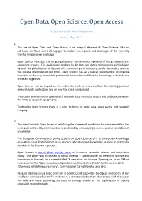 Open Data, Open Science, Open Access