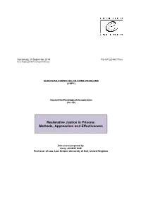 Restorative Justice in Prisons: Methods, Approaches and Effectiveness