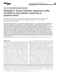 S Disease Biomarker Progression Profile Identified by Transcriptome