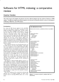 Software for HTML Indexing: a Comparative Review