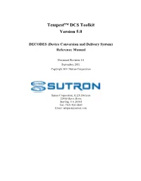 Tempest™ DCS Toolkit Version 5.0 DECODES