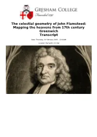 The Celestial Geometry of John Flamsteed: Mapping the Heavens from 17Th Century Greenwich Transcript