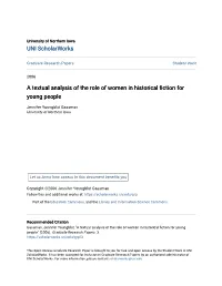 A Textual Analysis of the Role of Women in Historical Fiction for Young People