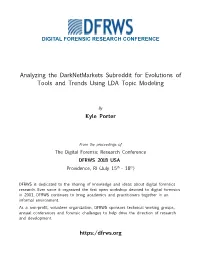 Analyzing the Darknetmarkets Subreddit for Evolutions of Tools and Trends Using LDA Topic Modeling
