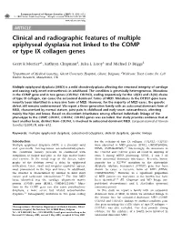Clinical and Radiographic Features of Multiple Epiphyseal Dysplasia Not Linked to the COMP Or Type IX Collagen Genes