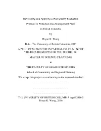 Developing and Applying a Plan Quality Evaluation Protocol to Protected Area Management Plans
