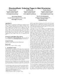 Directoryrank: Ordering Pages in Web Directories Vlassis Krikos Sofia Stamou Pavlos Kokosis Computer Engineering Dept