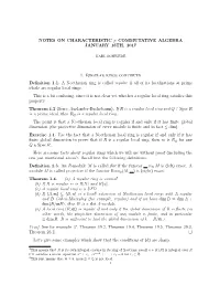 NOTES on CHARACTERISTIC P COMMUTATIVE ALGEBRA JANUARY 18TH, 2017