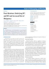 Point Mutations Underlying NF1 and NF2 and Increased Risk of Malignancy