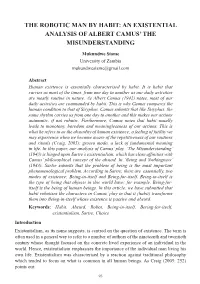 An Existential Analysis of Albert Camus' the Misunderstanding