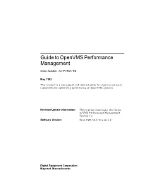 Guide to Openvms Performance Management