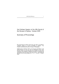2Nd Ordinary Session of the 45Th Synod of the Diocese of Sydney: October 2000