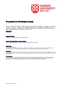 80 Questions for UK Biological Security